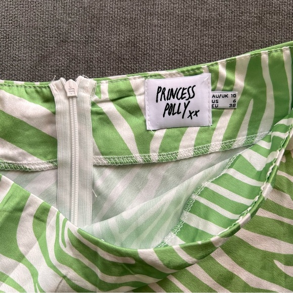 Princess Polly Clueless Zebra Mini Skirt 6 Green White - Picture 6 of 10